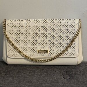 Kate Spade Eyelet White Chain Clutch Shoulder Crossbody Bag